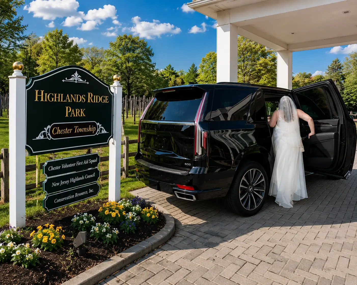 Black Cadillac Escalade wedding transportation car service in Chester NJ