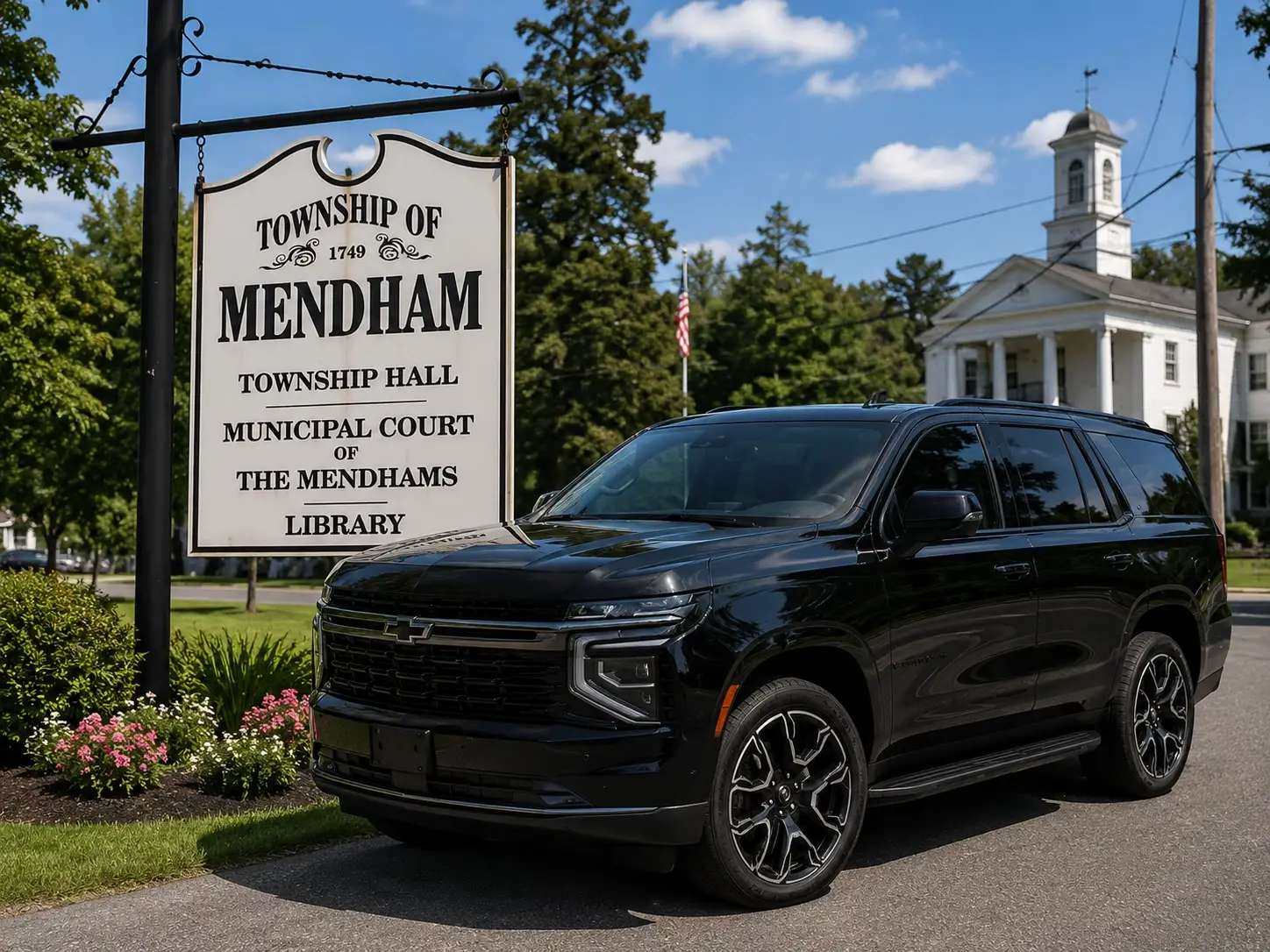 Black Chevrolet Suburban luxury SUV chauffeur service in Mendham NJ