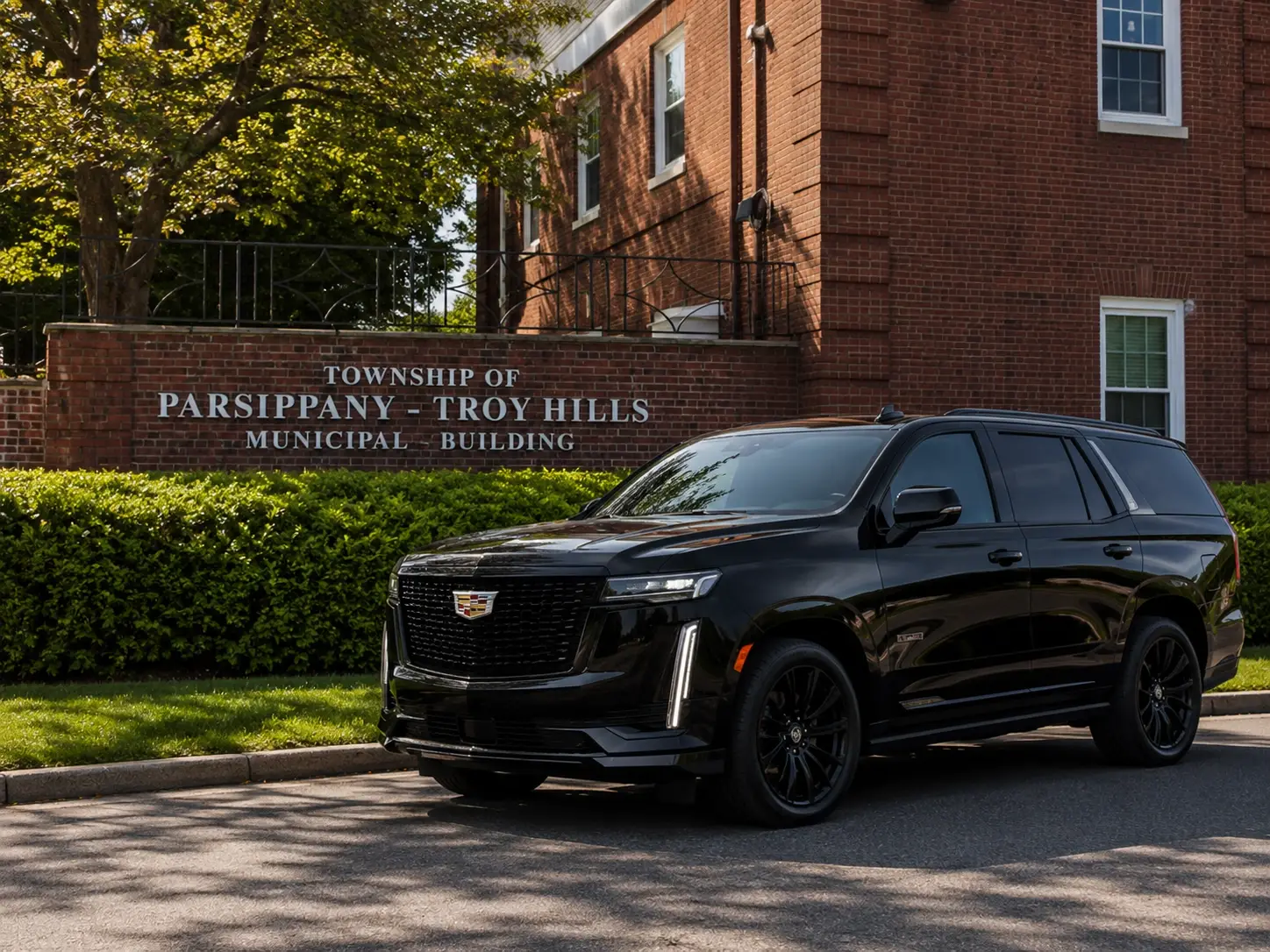 Black Cadillac Escalade luxury SUV chauffeur service in Parsippany-Troy Hills NJ