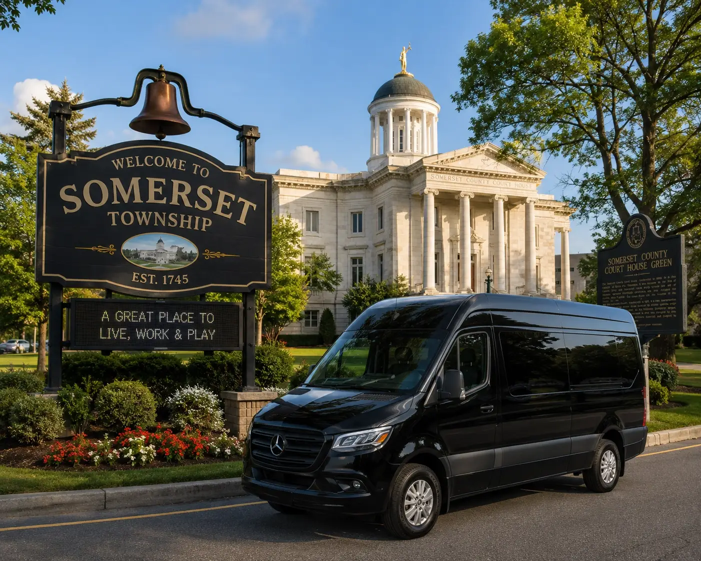 Black Mercedes-Benz Sprinter luxury van car service in Somerset (Franklin Township) NJ