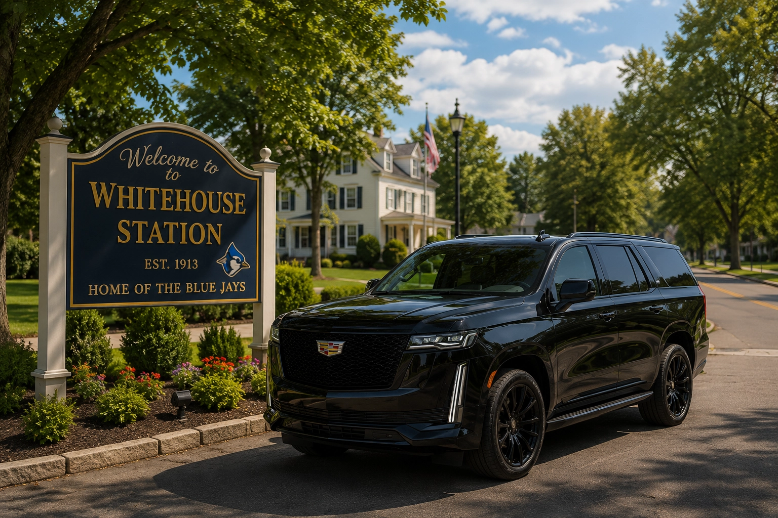 Black Cadillac Escalade SUV chauffeur service in Whitehouse Station NJ