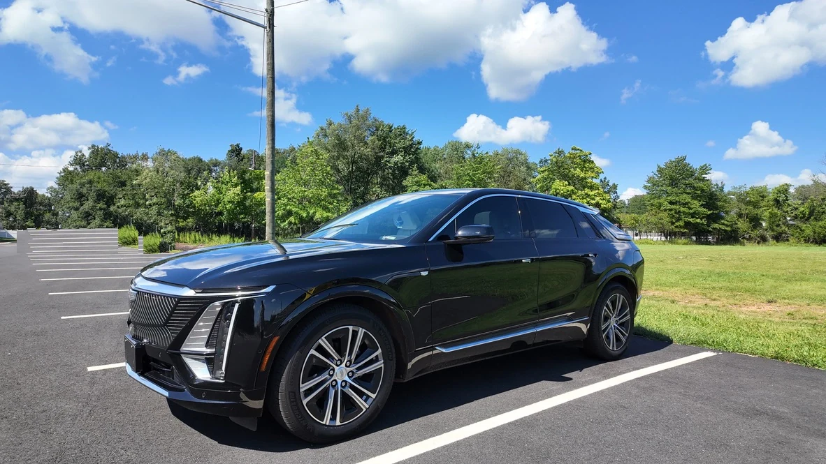 2025 Cadillac LYRIQ front three-quarter exterior used for chauffeured transportation in New Jersey