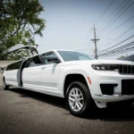 White 2024 Jeep Grand Cherokee stretch limousine available in New Jersey