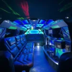 eep Grand Cherokee stretch limousine interior with blue LED lighting