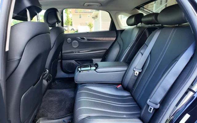 Genesis G80 luxury rear passenger cabin with leather seats – Basking Ridge Limo NJ
